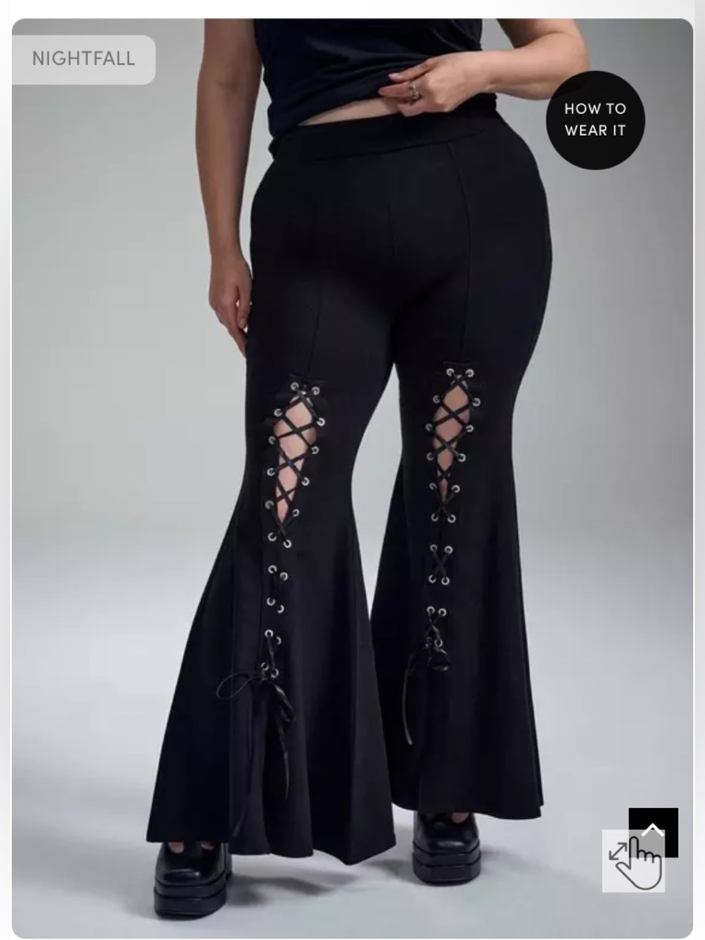 #T396 NWOT - Torrid Nightfall Lace-Up Flare Pant- 2X